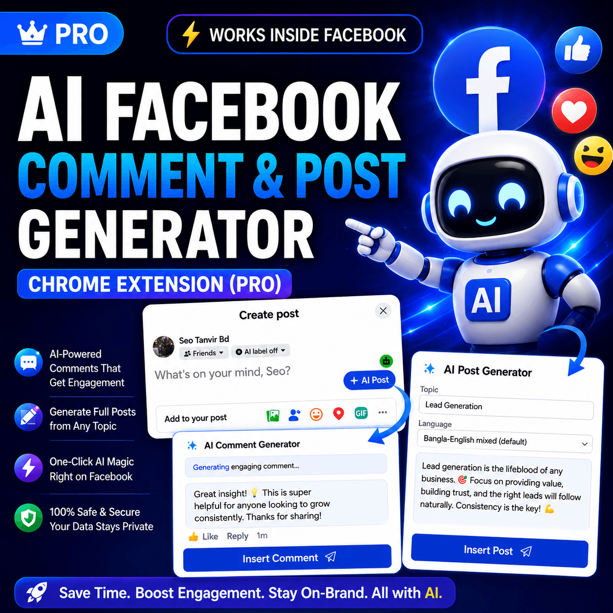 AI Facebook Comment & Post Generator – Chrome Extension (Pro)